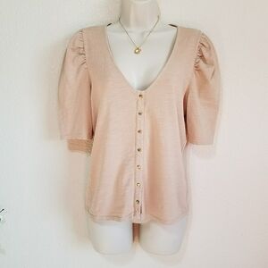 NATION LTD Peyton Femme Button Up in Toasted Marshmallow